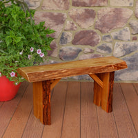 A&L Furniture Blue Mountain Series 3' Rustic Live Edge Wildwood Picnic Bench, Cedar Stain