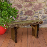 A&L Furniture Blue Mountain Series 3' Rustic Live Edge Wildwood Picnic Bench, Mushroom Stain