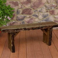 A&L Furniture Blue Mountain Series 4' Rustic Live Edge Wildwood Picnic Bench, Mushroom Stain