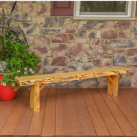 A&L Furniture Blue Mountain Series 6' Rustic Live Edge Wildwood Picnic Bench, Natural Stain