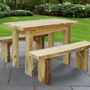 A&L Furniture Blue Mountain Series 4' Rustic Live Edge Picnic Table with Benches, Unfinished