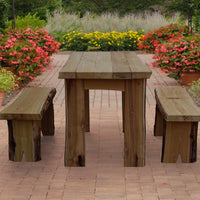 A&L Furniture Blue Mountain Series 5' Rustic Live Edge Picnic Table with Benches, Mushroom Stain