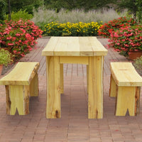 A&L Furniture Blue Mountain Series 5' Rustic Live Edge Picnic Table with Benches, Natural Stain