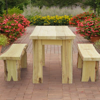 A&L Furniture Blue Mountain Series 5' Rustic Live Edge Picnic Table with Benches, Unfinished