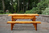 A&L Furniture Blue Mountain Series 6' Rustic Live Edge Picnic Table with Benches, Cedar Stain