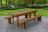 A&L Furniture Blue Mountain Series 8' Rustic Live Edge Picnic Table with Benches, Mushroom Stain