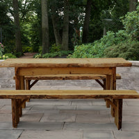 A&L Furniture Blue Mountain Series 6' Rustic Live Edge Picnic Table with Benches, Mushroom Stain