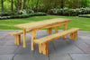A&L Furniture Blue Mountain Series 8' Rustic Live Edge Picnic Table with Benches, Natural Stain