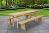 A&L Furniture Blue Mountain Series 8' Rustic Live Edge Picnic Table with Benches, Unfinished