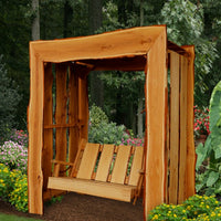 A&L Furniture Blue Mountain Rustic Live Edge Appalachian Arbor with Timberland Swing, Cedar Stain
