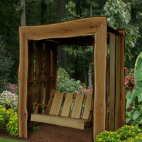 A&L Furniture Blue Mountain Rustic Live Edge Appalachian Arbor with Timberland Swing, Mushroom Stain