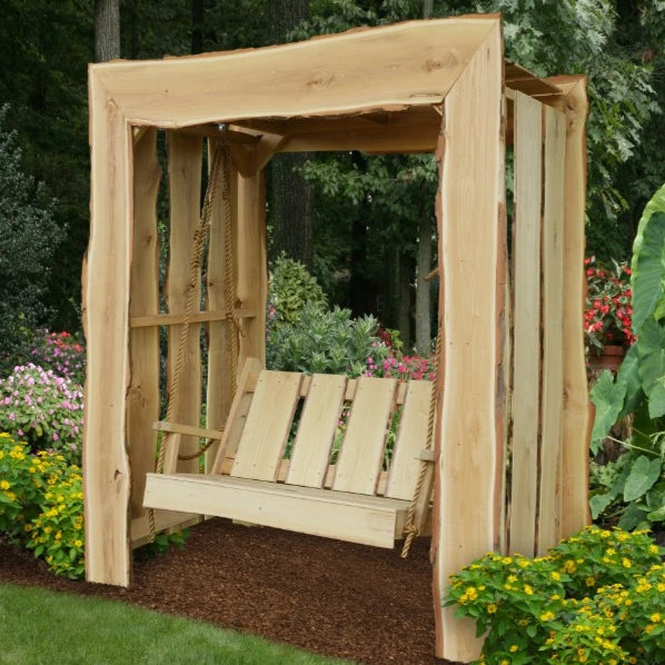 A&L Furniture Blue Mountain Rustic Live Edge Appalachian Arbor with Timberland Swing, Unfinished