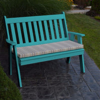 A&L Furniture Amish-Made Poly Traditional English Garden Bench, Aruba Blue