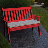 A&L Furniture Amish-Made Poly Traditional English Garden Bench, Bright Red
