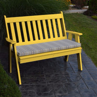 A&L Furniture Amish-Made Poly Traditional English Garden Bench, Lemon Yellow