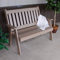A&L Furniture Amish-Made Poly Traditional English Garden Bench, Weathered Wood