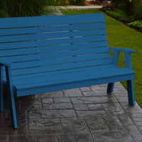 A&L Furniture Amish-Made Poly Winston Garden Bench, Blue
