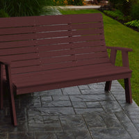 A&L Furniture Amish-Made Poly Winston Garden Bench, Cherrywood