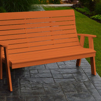 A&L Furniture Amish-Made Poly Winston Garden Bench, Orange