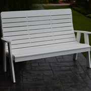 A&L Furniture Amish-Made Poly Winston Garden Bench, White