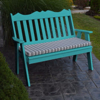 A&L Furniture Amish-Made Poly Royal English Garden Bench, Aruba Blue