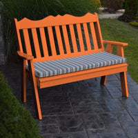 A&L Furniture Amish-Made Poly Royal English Garden Bench, Orange