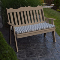 A&L Furniture Amish-Made Poly Royal English Garden Bench, Weathered Wood