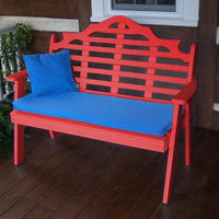 A&L Furniture Amish-Made Poly Marlboro Garden Bench, Bright Red