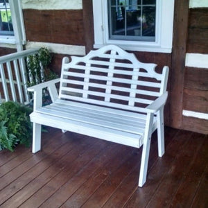 A&L Furniture Amish-Made Poly Marlboro Garden Bench, White