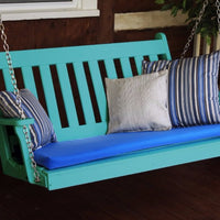 A&L Furniture Amish-Made Poly Traditional English Porch Swing, Aruba Blue