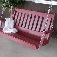 A&L Furniture Amish-Made Poly Traditional English Porch Swing, Cherrywood