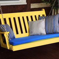 A&L Furniture Amish-Made Poly Traditional English Porch Swing, Lemon Yellow