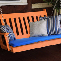 A&L Furniture Amish-Made Poly Traditional English Porch Swing, Orange