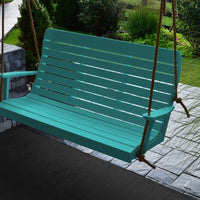 A&L Furniture Amish-Made Poly Winston Porch Swing, Aruba Blue