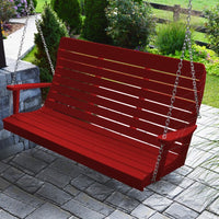 A&L Furniture Amish-Made Poly Winston Porch Swing, Bright Red