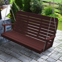 A&L Furniture Amish-Made Poly Winston Porch Swing, Cherrywood