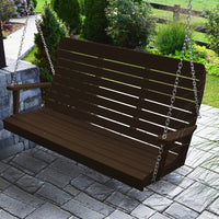 A&L Furniture Amish-Made Poly Winston Porch Swing, Tudor Brown