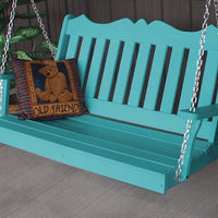 A&L Furniture Amish-Made Poly Royal English Porch Swing, Aruba Blue