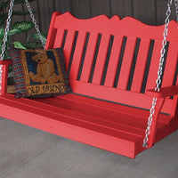 A&L Furniture Amish-Made Poly Royal English Porch Swing, Bright Red