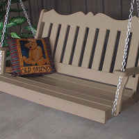 A&L Furniture Amish-Made Poly Royal English Porch Swing, Weathered Wood