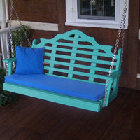 A&L Furniture Amish-Made Poly Marlboro Porch Swing, Aruba Blue