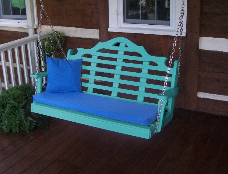 A&L Furniture Amish-Made Poly Marlboro Porch Swing, Aruba Blue