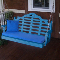A&L Furniture Amish-Made Poly Marlboro Porch Swing, Blue