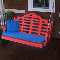 A&L Furniture Amish-Made Poly Marlboro Porch Swing, Bright Red