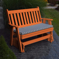 A&L Furniture Amish-Made Poly Traditional English Glider Bench, Orange