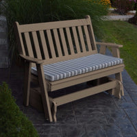 A&L Furniture Amish-Made Poly Traditional English Glider Bench, Weathered Wood
