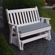 A&L Furniture Amish-Made Poly Traditional English Glider Bench, White