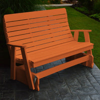 A&L Furniture Amish-Made Poly Winston Glider Bench, Orange