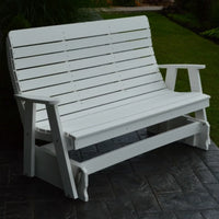 A&L Furniture Amish-Made Poly Winston Glider Bench, White
