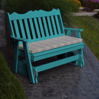A&L Furniture Amish-Made Poly Royal English Glider Bench, Aruba Blue